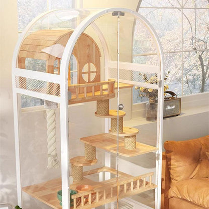 Deluxe Vaulted Cat Room Glass Cage Villa