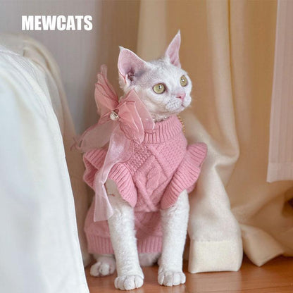 Devon Sphynx Hairless Cat Clothes Warm Pink Sweater