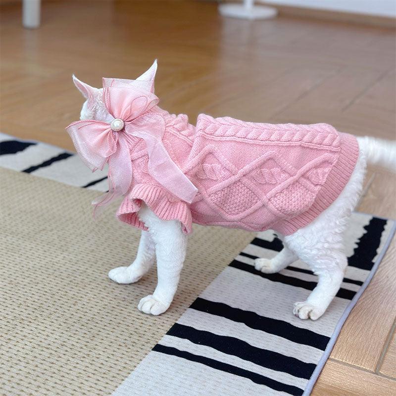 Devon Sphynx Hairless Cat Clothes Warm Pink Sweater