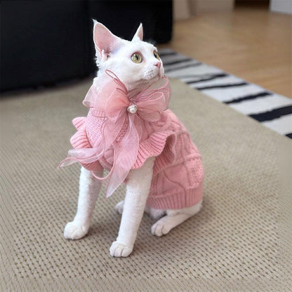 Devon Sphynx Hairless Cat Clothes Warm Pink Sweater