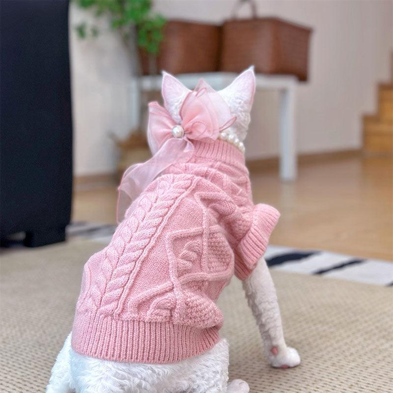 Devon Sphynx Hairless Cat Clothes Warm Pink Sweater