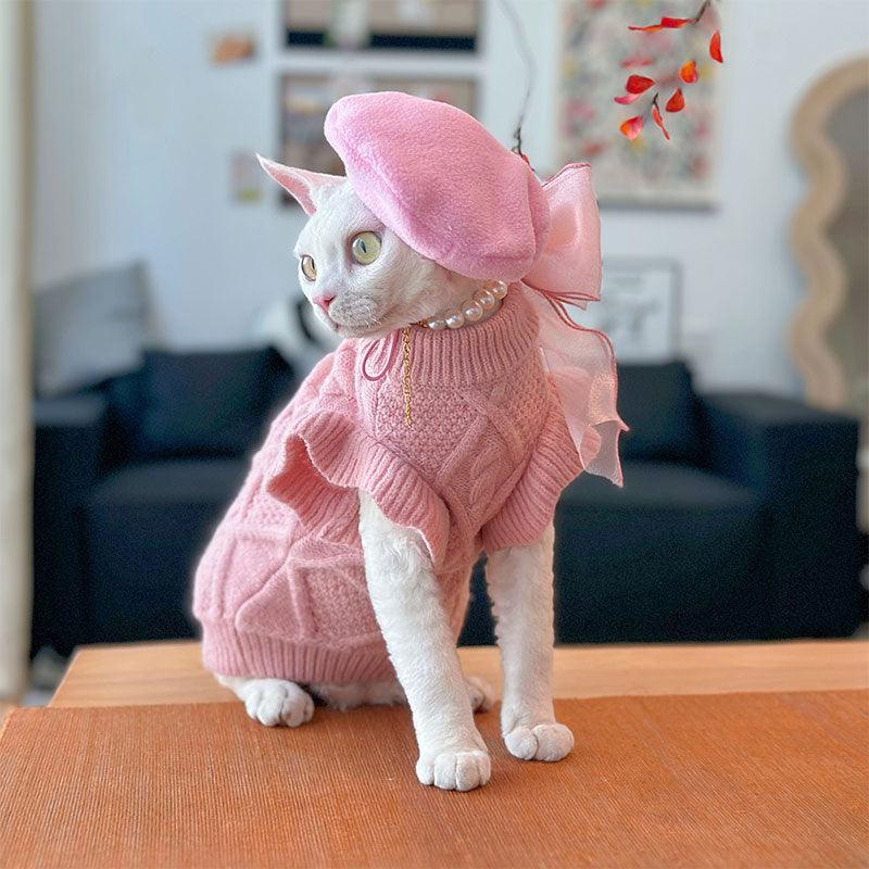 Devon Sphynx Hairless Cat Clothes Warm Pink Sweater - MEWCATS