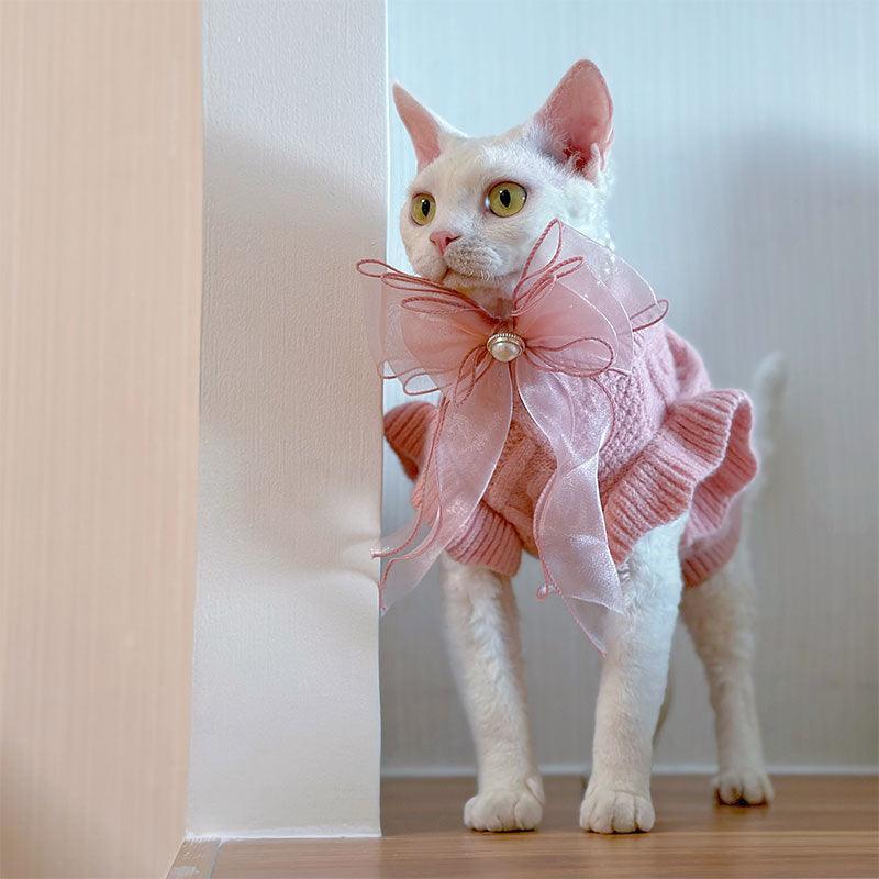 Devon Sphynx Hairless Cat Clothes Warm Pink Sweater