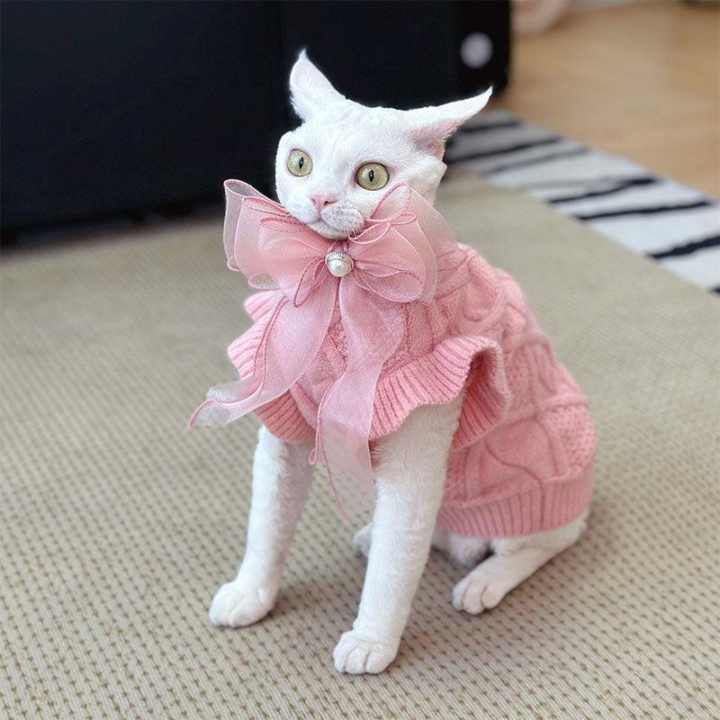 Devon Sphynx Hairless Cat Clothes Warm Pink Sweater