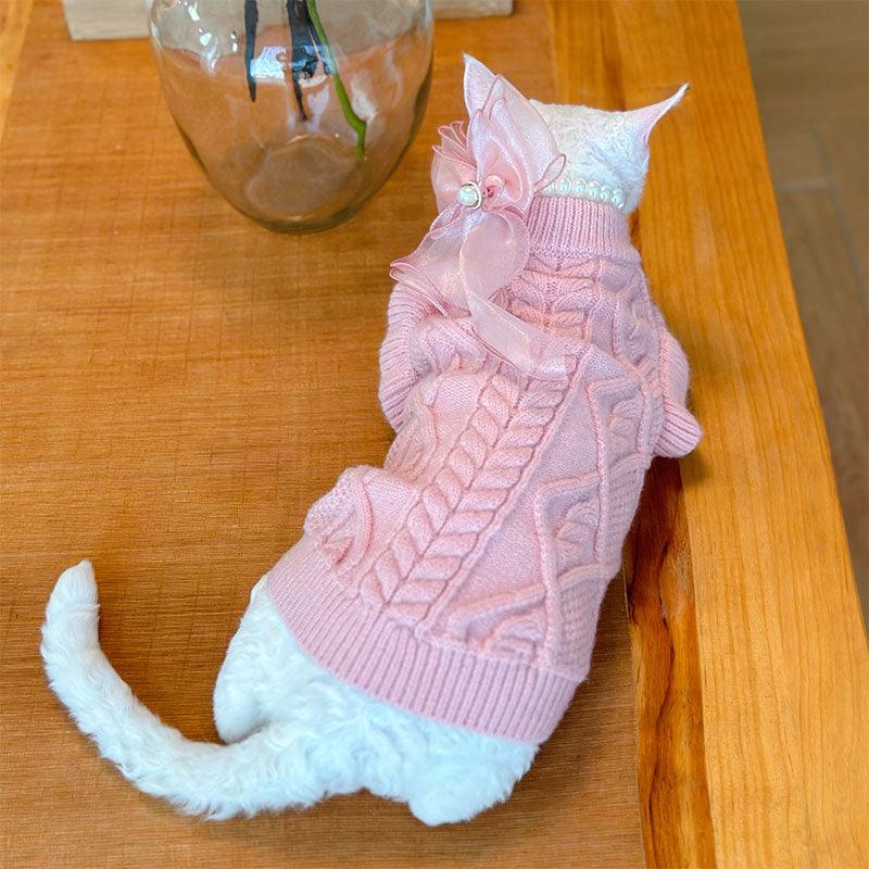 Devon Sphynx Hairless Cat Clothes Warm Pink Sweater