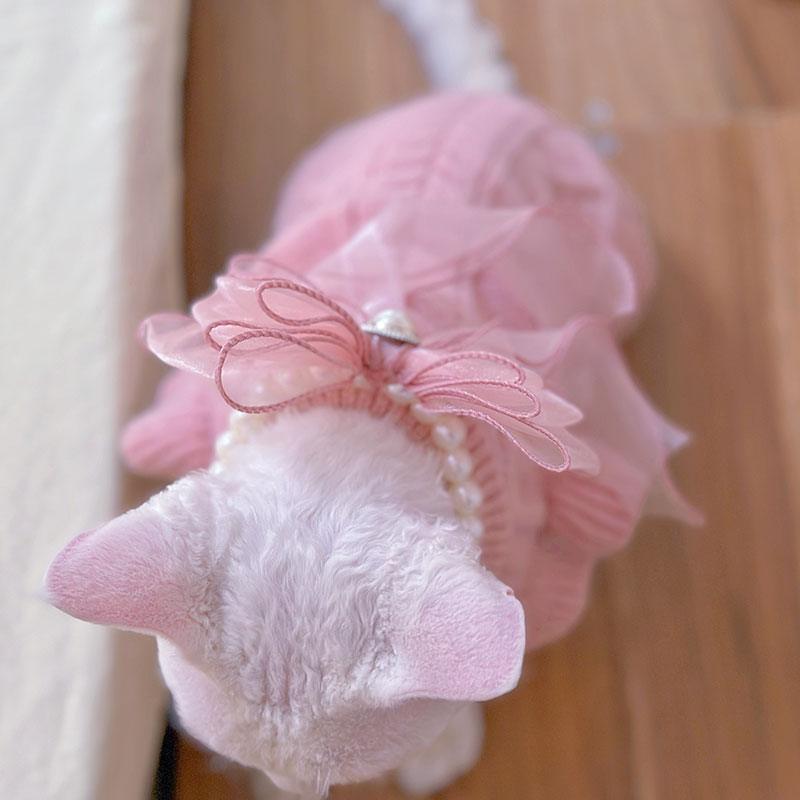 Devon Sphynx Hairless Cat Clothes Warm Pink Sweater