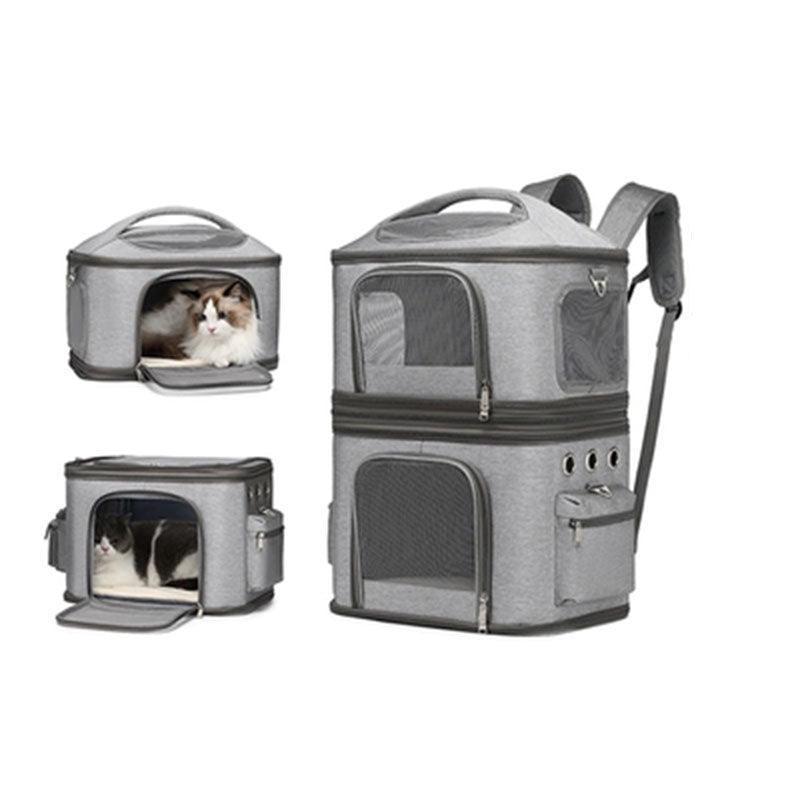 Double Layer Cat Carrier Bag With Wheels 4 Color Backpack