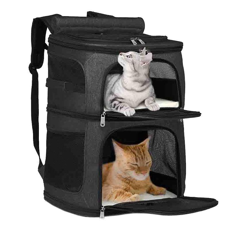 Double Layer Cat Carrier Bag Removable Foldable 3 Color Pet Backpack