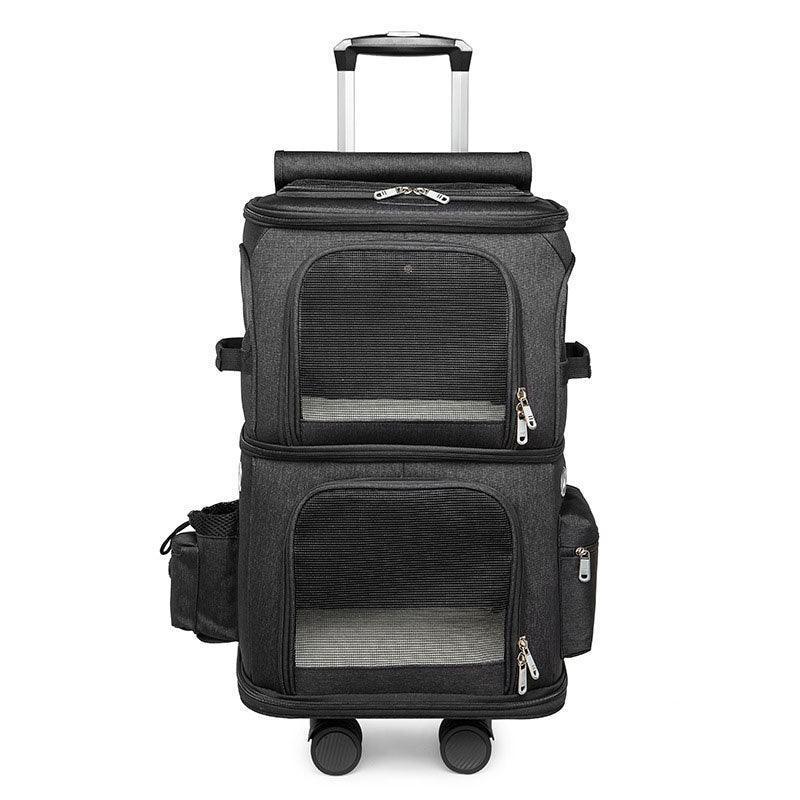 Double Layer Cat Carrier Bag With Wheels 4 Color Backpack