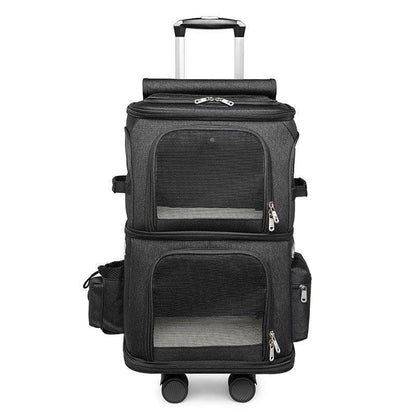 Double Layer Cat Carrier Bag With Wheels 4 Color Backpack