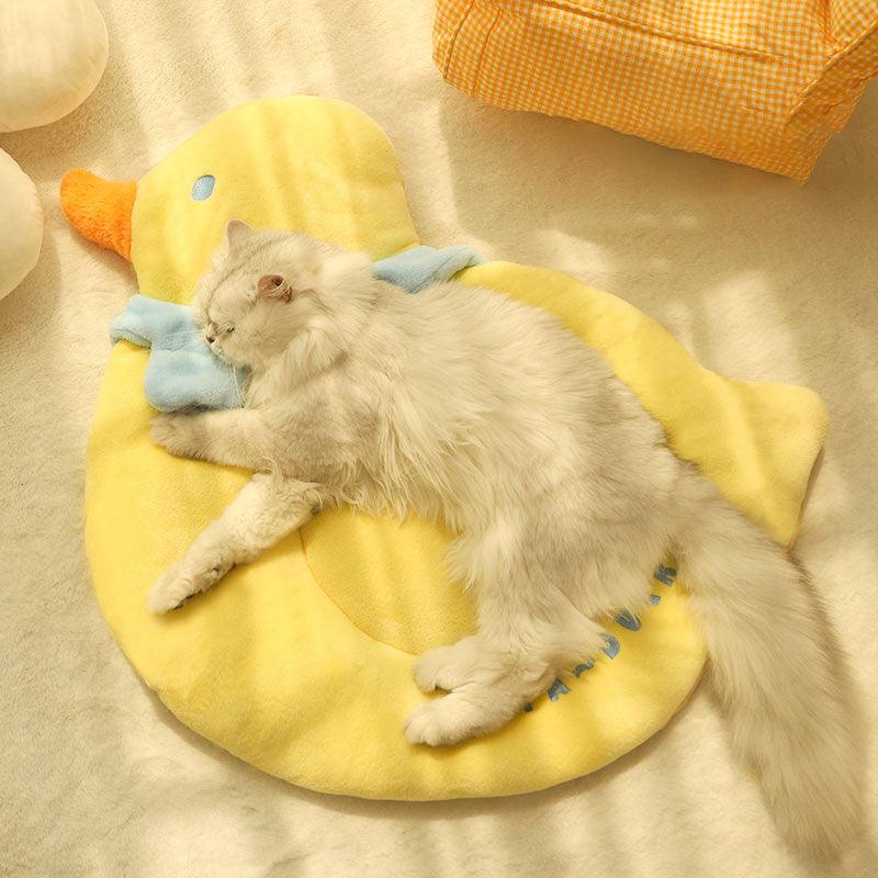 Cat Bed Duck Shape Mat Yellow Pet Sleeping Bed Cat Pillow