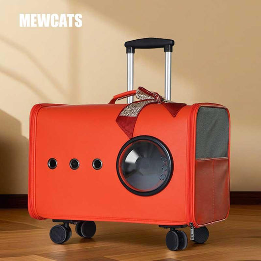 Elegant Wheeled Pet Trolley Carrier Bag - MEWCATS