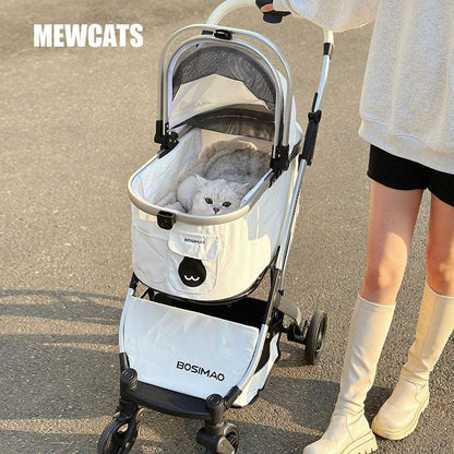 First Class Cat Stroller 3 Color Carrier with Wheels