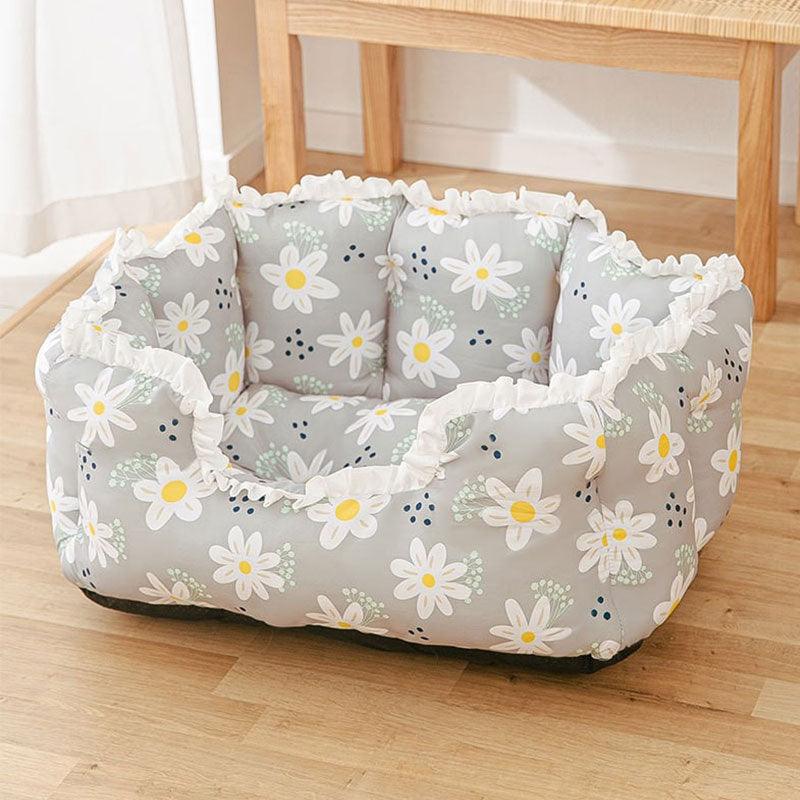 Floral Lace Cat Bed Grey All Season Cat Nest