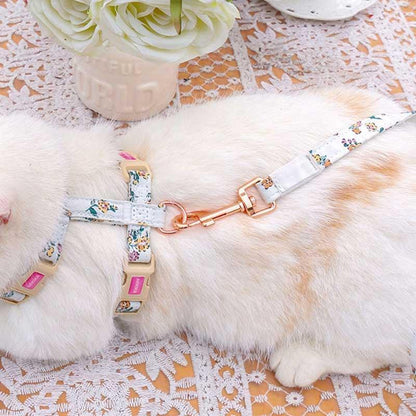 Floral Pattern Cat Lead Outdoor Travel Harness Leash