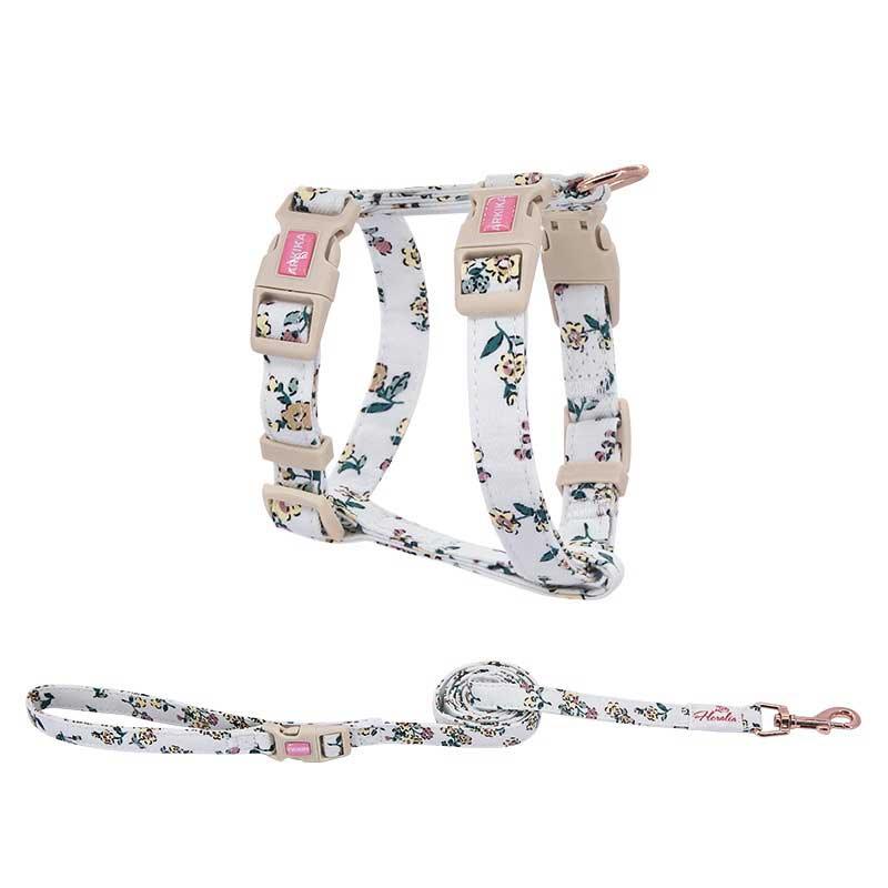 Floral Pattern Cat Lead Outdoor Travel Harness Leash