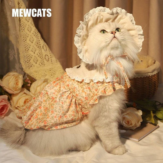 Floral Warm Cat Dress Pet Clothes