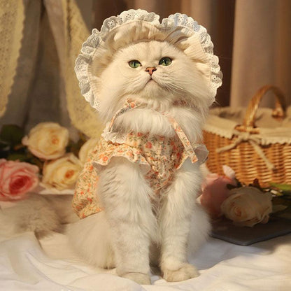 Floral Warm Cat Dress Pet Clothes