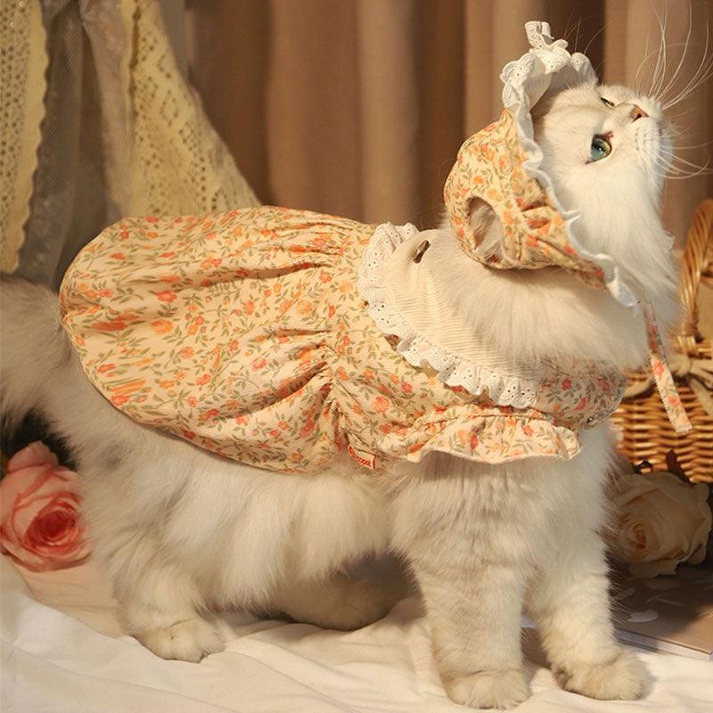Floral Warm Cat Dress Pet Clothes