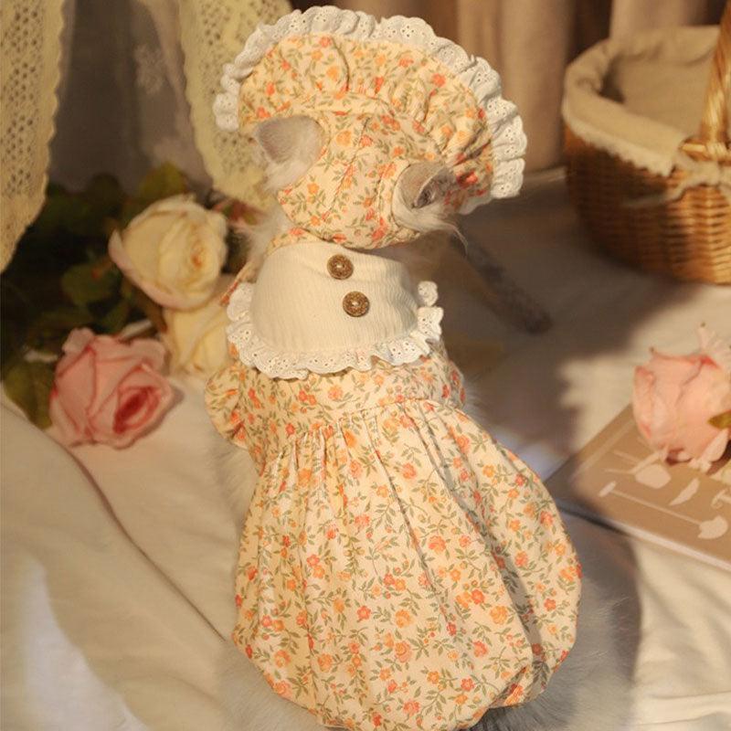 Floral Warm Cat Dress Pet Clothes