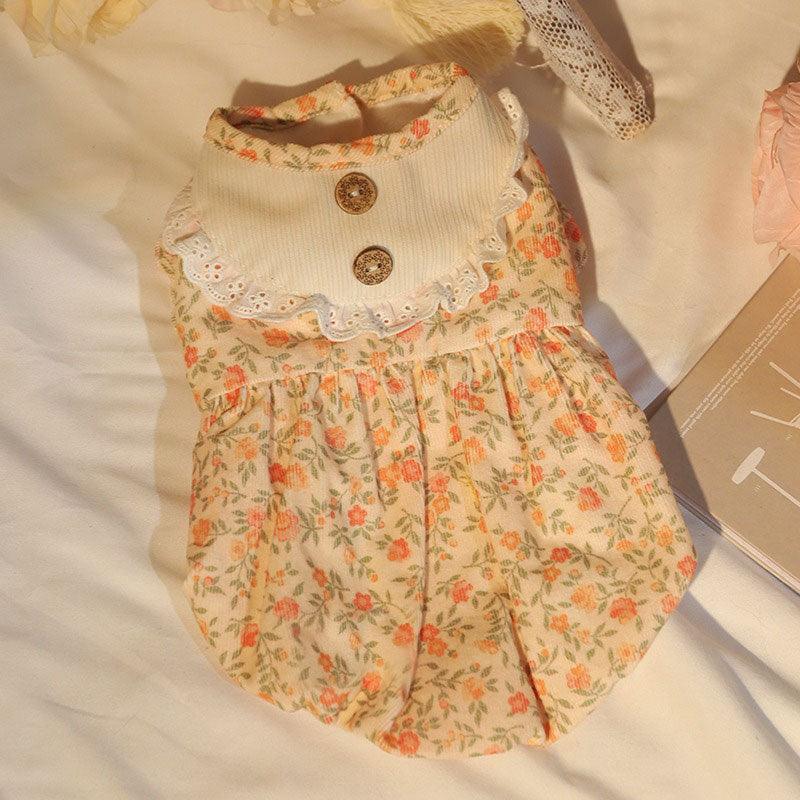 Floral Warm Cat Dress Pet Clothes