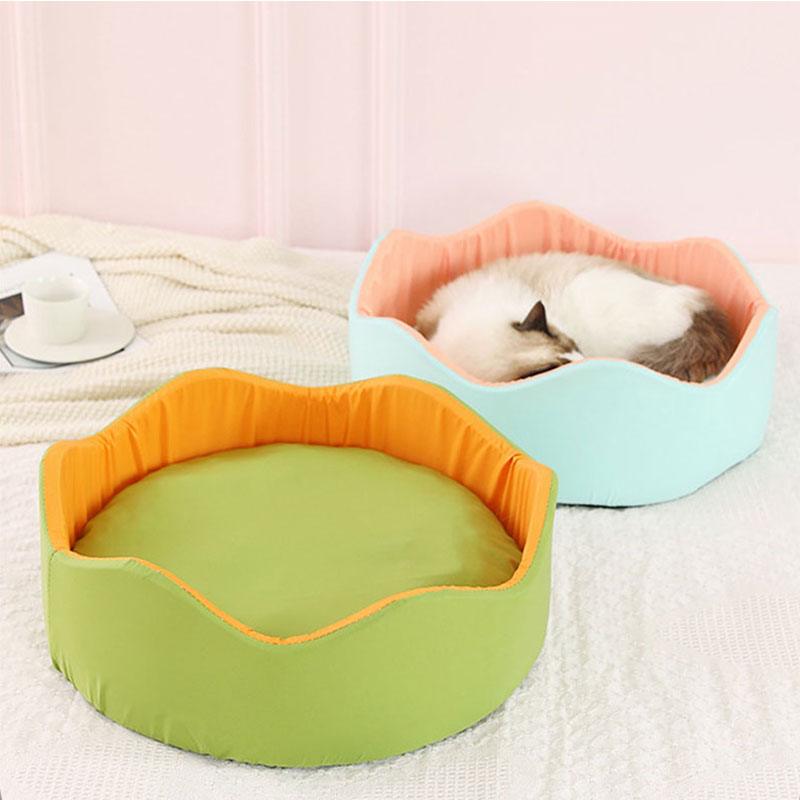 Cat Bed Summer Cool Flower Nest 2 Color Detachable Round Pet Nest