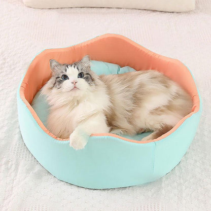 Cat Bed Summer Cool Flower Nest 2 Color Detachable Round Pet Nest - MEWCATS