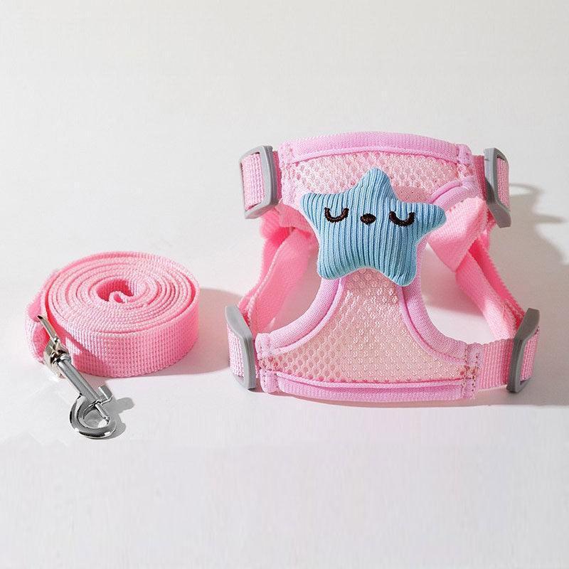 Flower Cat Harness 3 Color Cute Travel Leash Set