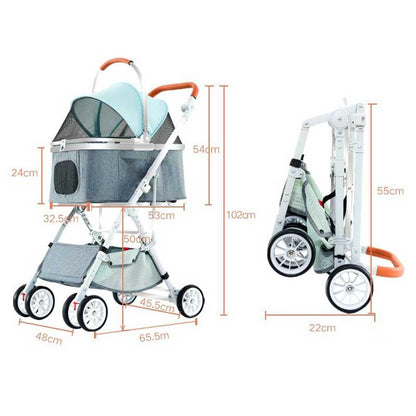 Foldable Cat Stroller 3 Color Carrier Handbag On Wheels
