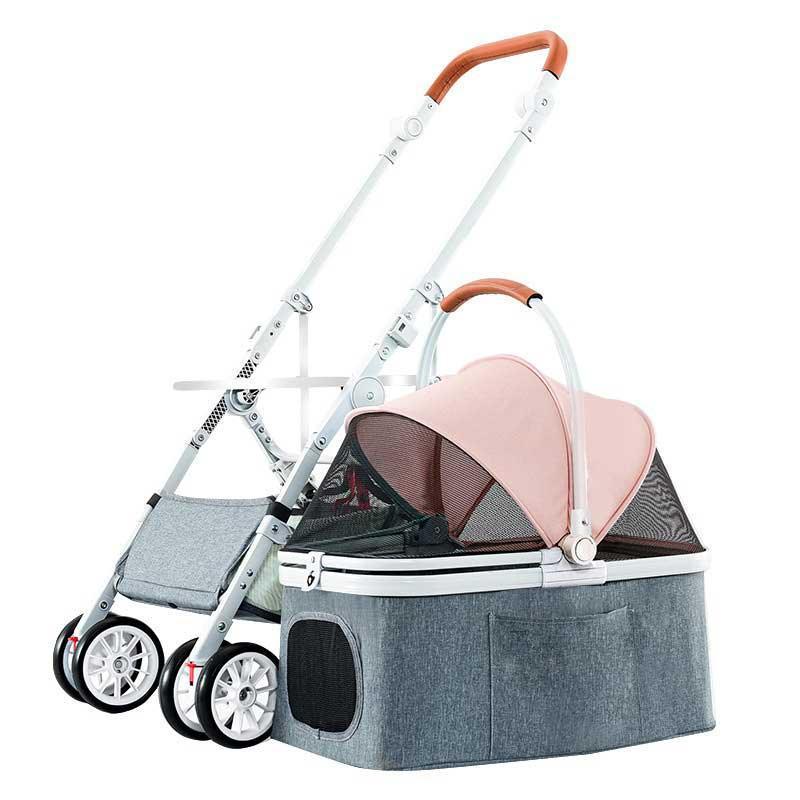Foldable Cat Stroller 3 Color Carrier Handbag Pink On Wheels