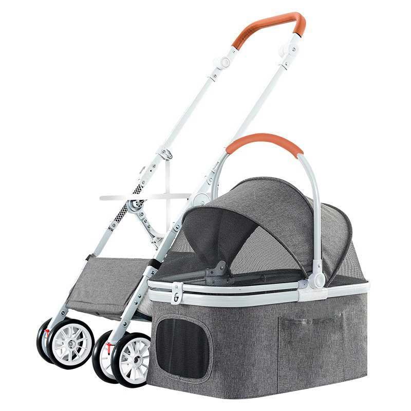 Foldable Cat Stroller 3 Color Carrier Handbag Grey On Wheels