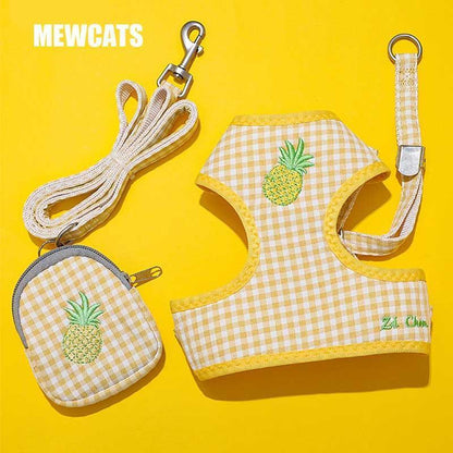 Cat Harness Fruit Embroidery 3 Color Vest Leash Set