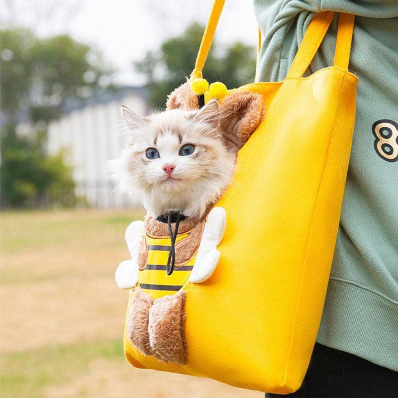 Funny Cat Carrier 3 Color Bee Tote Bag - MEWCATS