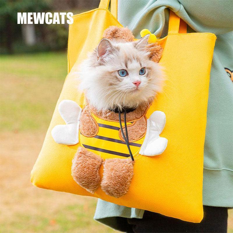 Funny Cat Carrier 3 Color Bee Tote Bag - MEWCATS