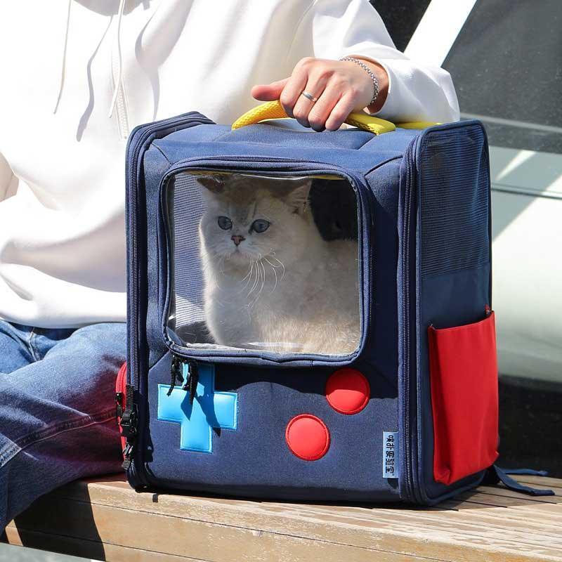 Game Retro Foldable Expansion Cat Backpack Expandable 2 Color Large Carrier Bag