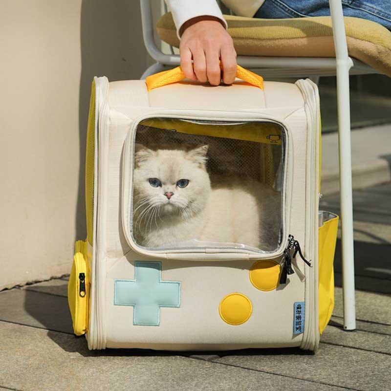 Game Retro Cat Backpack Expandable Carrier Bag