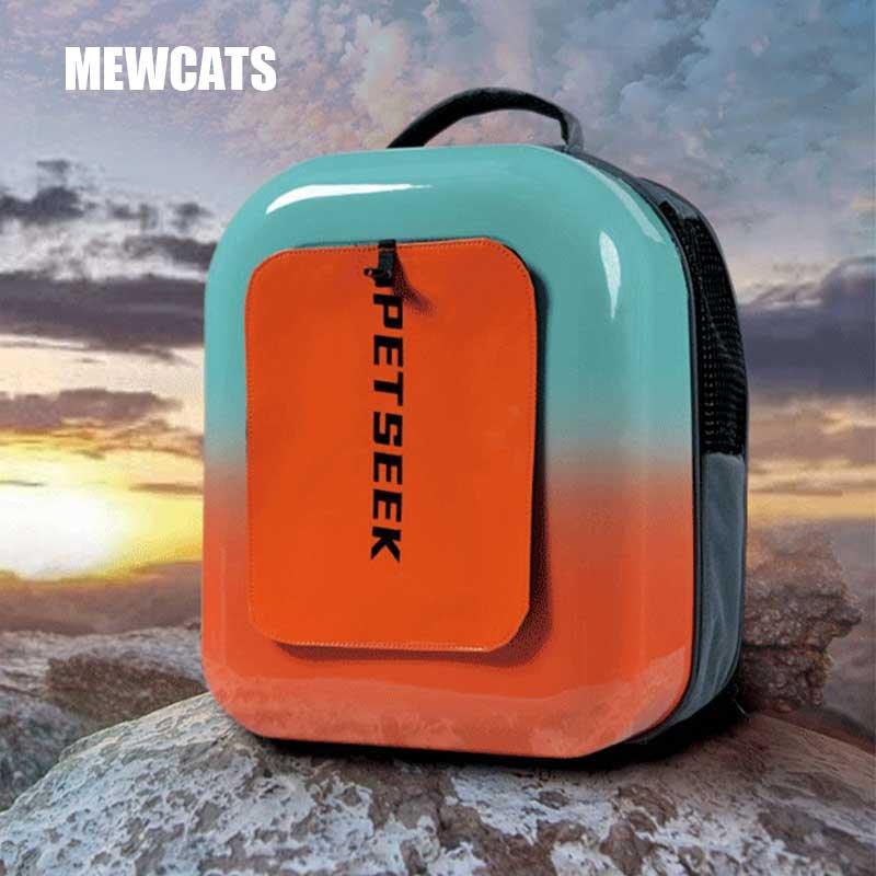 Breathable Gradient Cat Outing Backpack Red & Blue Carrier Bag