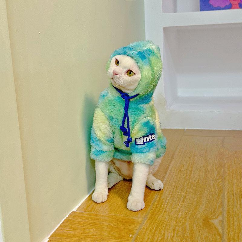 Gradient Sphynx Cat Clothes Warm Hooded Sweater - MEWCATS