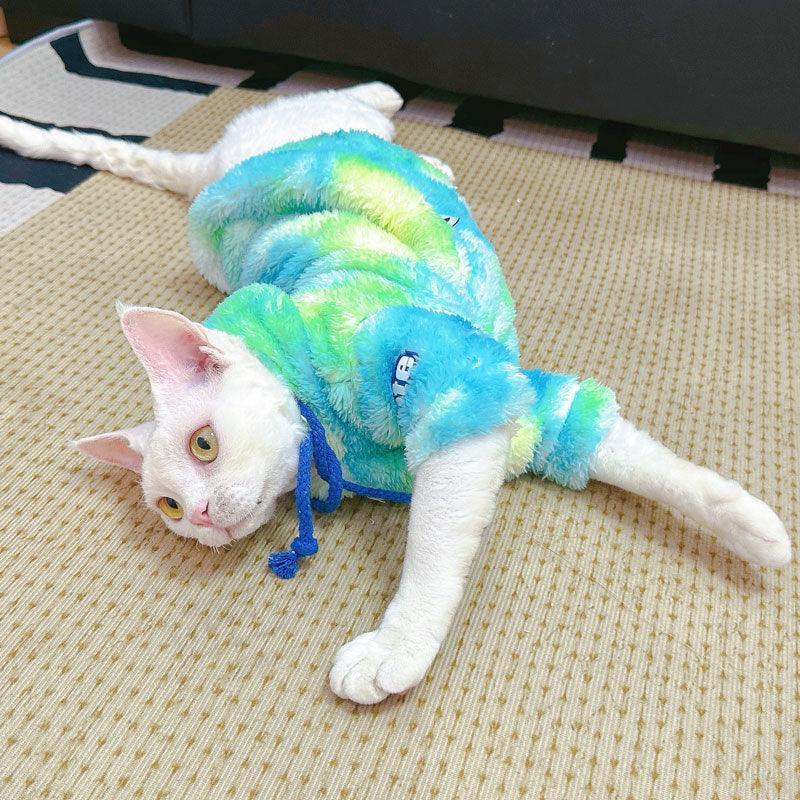 Gradient Sphynx Cat Clothes Warm Hooded Sweater - MEWCATS