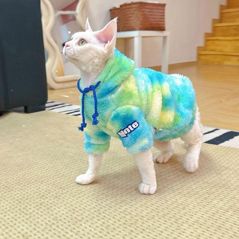 Gradient Sphynx Cat Clothes Warm Hooded Sweater - MEWCATS