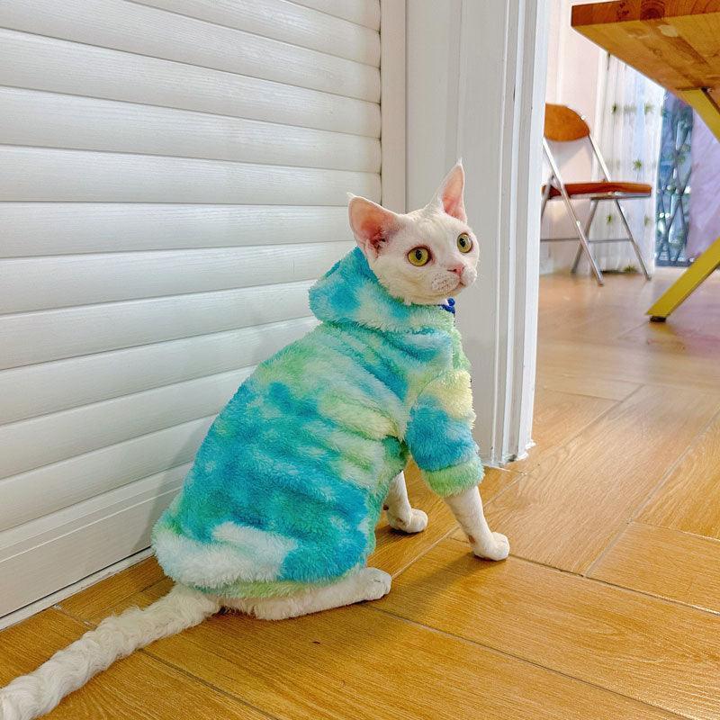 Gradient Sphynx Cat Clothes Warm Hooded Sweater - MEWCATS