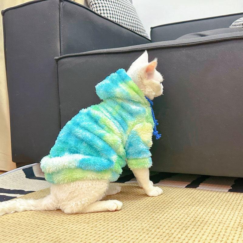 Gradient Sphynx Cat Clothes Warm Hooded Sweater - MEWCATS