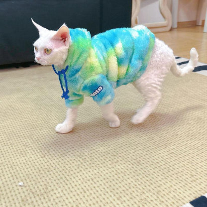Gradient Sphynx Cat Clothes Warm Hooded Sweater - MEWCATS
