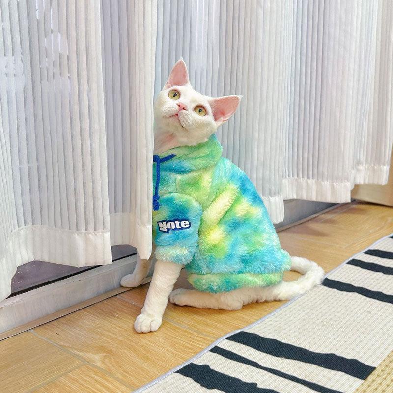 Gradient Sphynx Cat Clothes Warm Hooded Sweater - MEWCATS