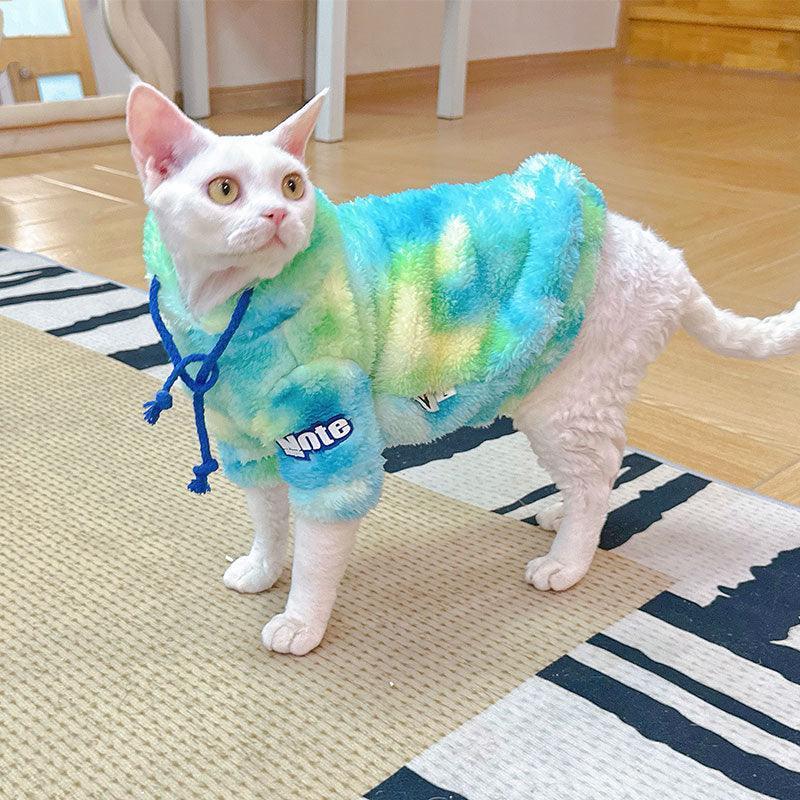 Gradient Sphynx Cat Clothes Warm Hooded Sweater - MEWCATS
