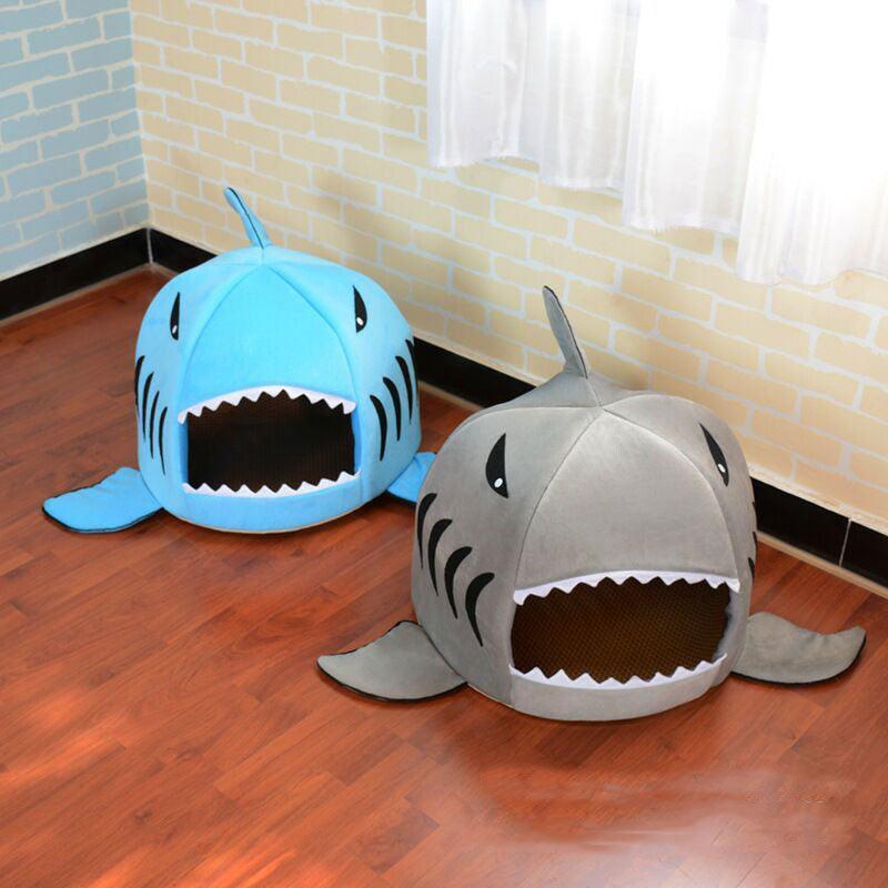 Grey Shark Cat Bed Sponge Pet Cave - MEWCATS