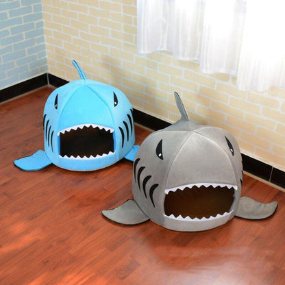 Grey Shark Cat Bed Sponge Pet Cave - MEWCATS