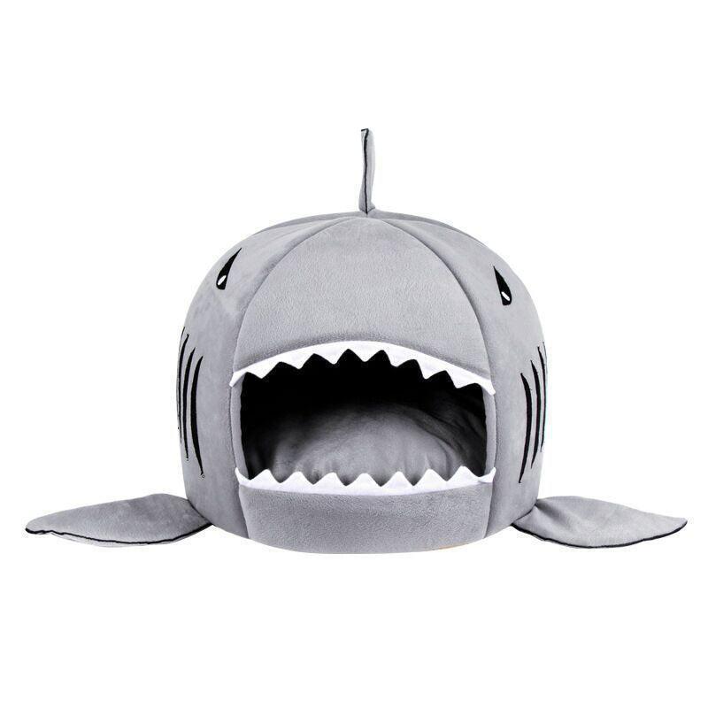 Grey Shark Cat Bed Sponge Pet Cave