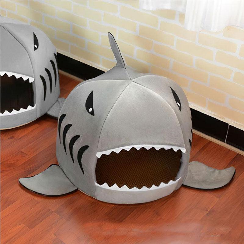 Grey Shark Cat Bed Sponge Pet Cave - MEWCATS