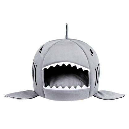 Grey Shark Cat Bed Sponge Pet Cave - MEWCATS
